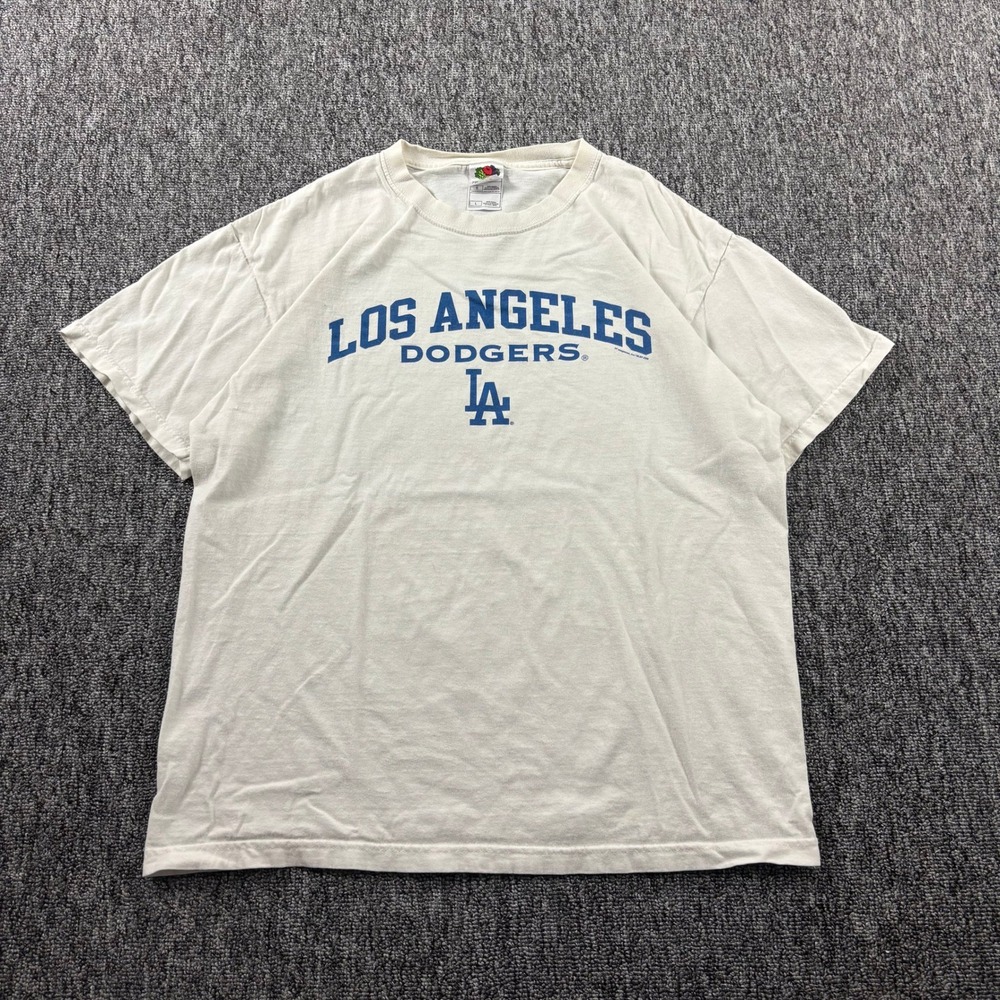 Vintage Los Angeles Dodgers MLB Graphic T-Shirt Fruit of the Loom White Large